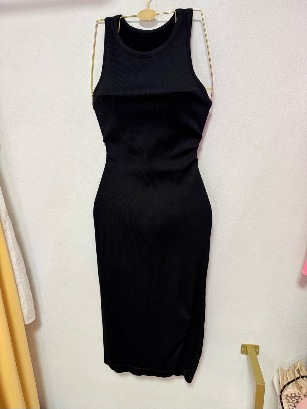 Black Ribbed Tank Midi Dress - Classic Women's Dress